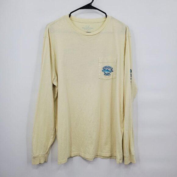 Vineyard Vines Long Sleeve Bonefish Diamond Pocket Tee Long Sleeve Mens Large - Picture 3 of 12